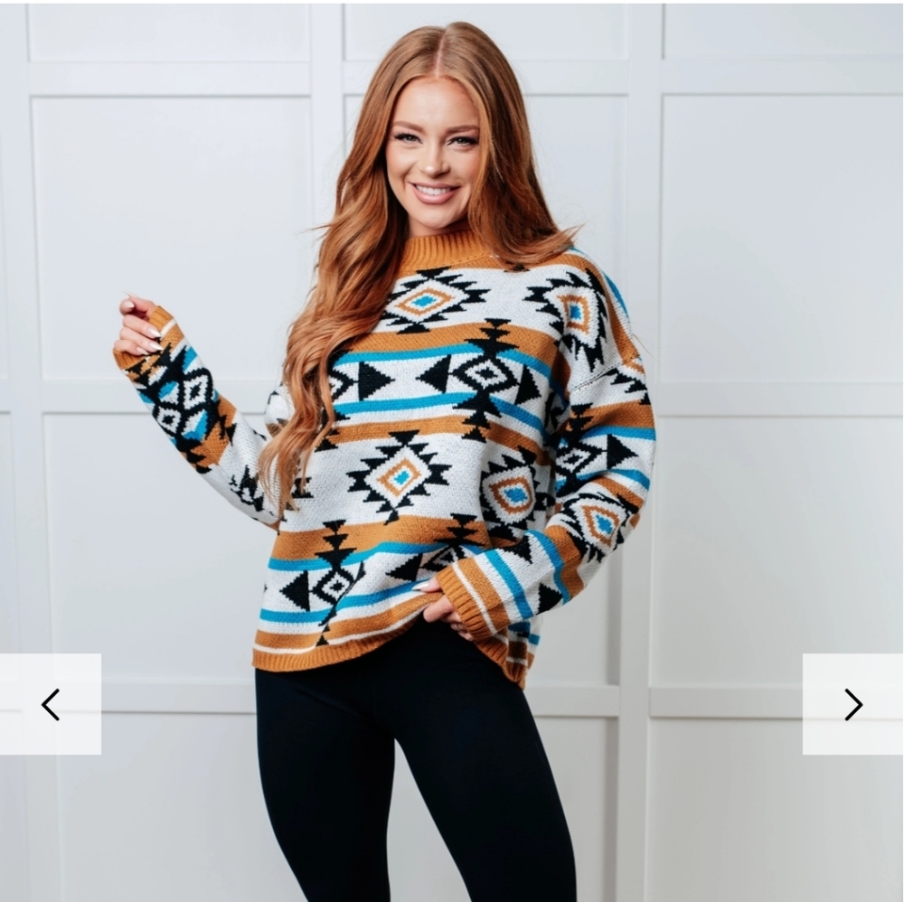 Desert Vibes Geometric Striped Sweater Size Medium